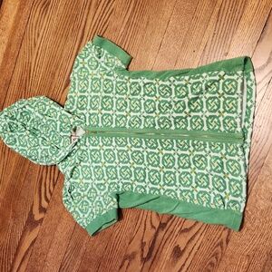 Vintage Juicy Couture  Green Print Short Sleeve Hoodie Terry Cloth XS-S